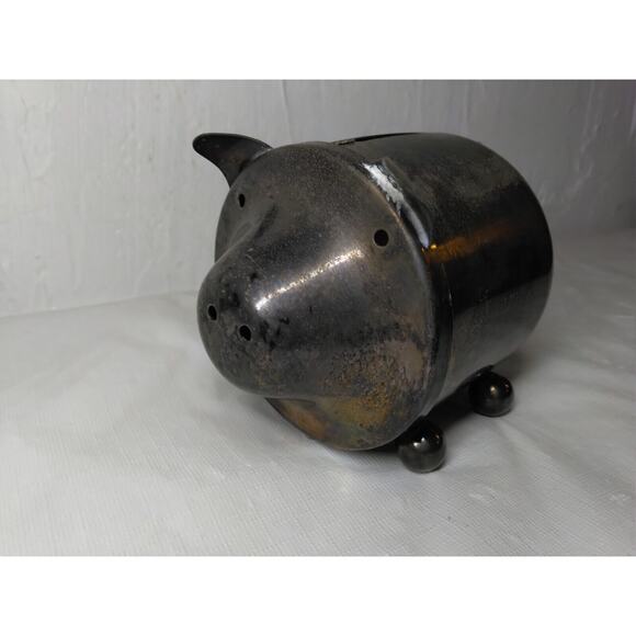 Tin/Metal Piggy Bank Curly Tail - Oneida Silversmiths 5 1/2" x 4" - Adorable! - Picture 6 of 9